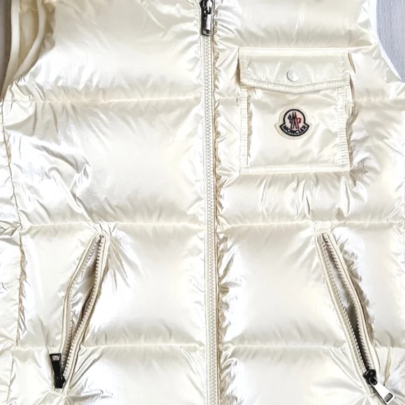 NWT$1550 MONCLER Diotis Hooded Quilted Metallic Pearl Puffer Gilet Vest 1 Small - Picture 7 of 16